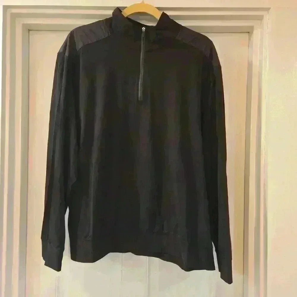 Calvin Klein 1/4 Zip Front Long Sleeve Stretch Pullover Black Size XXL